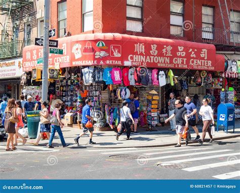 Tourists And Chinese Immigrants At Chinatown In New York City Editorial