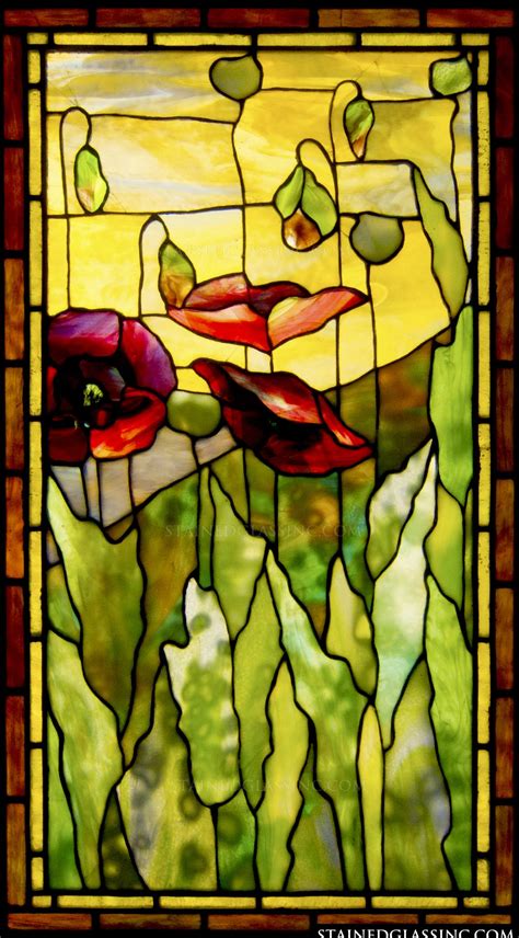 Poppies Tiffany Stained Glass Window