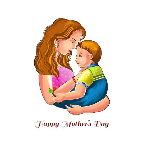 Free Vector Mothers Day For Mom And Son Love Card Background