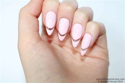pastel pink cut  stiletto nails pink stiletto nails pink etsy