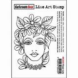 Line Lady Flower Stamp Copic Coloring Darkroom Door Stamps Rubber Tag sketch template