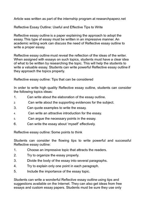 reflective essay examples samples   examples