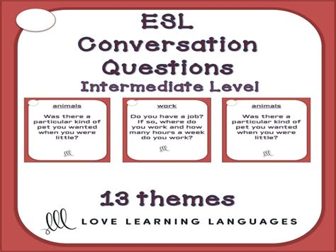 esl intermediate level  conversation cards  speaking prompts teaching resources