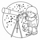 Coloring Pages Telescope Choose Board Space sketch template