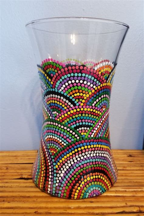 Handpainted Dot Mandala Painted Glass Flower Vase