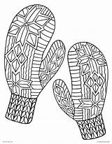 Coloring Pages Mittens Winter Printable Color Kids Adults sketch template
