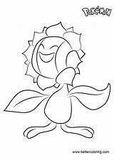 Pokemon Sunflora Coloring Pages Printable Kids sketch template