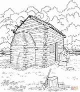 Coloring Cabin Log Lincoln Abraham Pages Printable Logs Cabins Drawing Clipart Sketch Kids Supercoloring Color Adult House Sheets Mountain Abe sketch template