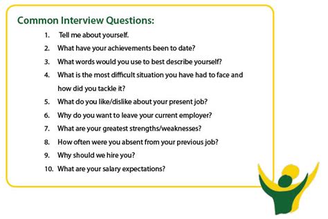 tips  job interview  sample questionnaire examples