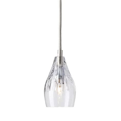 Crystal Ceiling Pendant With Patterned Cut Glass Shade On