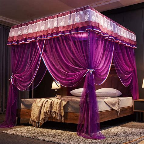 Mengersi 4 Corners Post Canopy Bed Curtain For Girls