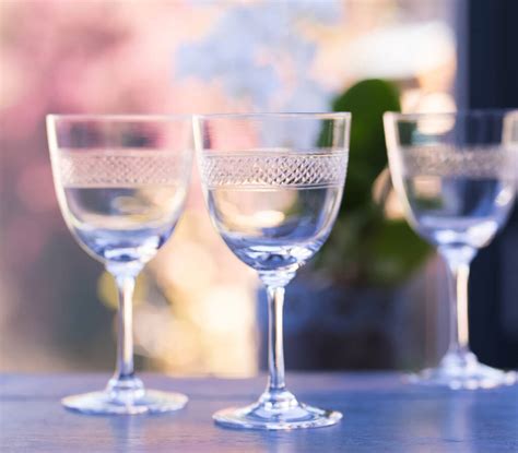 set of six wine glasses with bands design by the vintage list