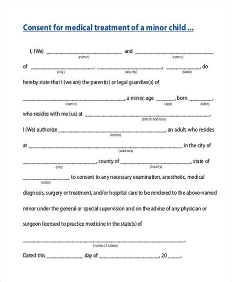 medical consent sample forms   ms word excel