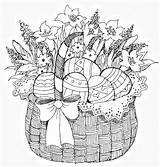 Kleurplaten Easter Basket Bloemen Mandala Bladzijden Boek Kleuren Pb sketch template