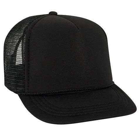 otto polyester foam front youth  panel high crown trucker hat black