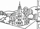 City Coloring Pages Kids Bestcoloringpagesforkids Color People Drawing Church Worksheets sketch template