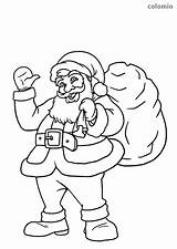 Santa Claus Coloring Bag Waving Gift Christmas Pages Printable Print sketch template