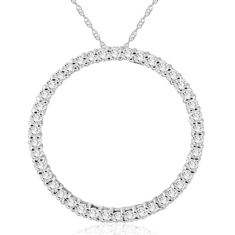 white gold ct tdw diamond circle pendant white ebay