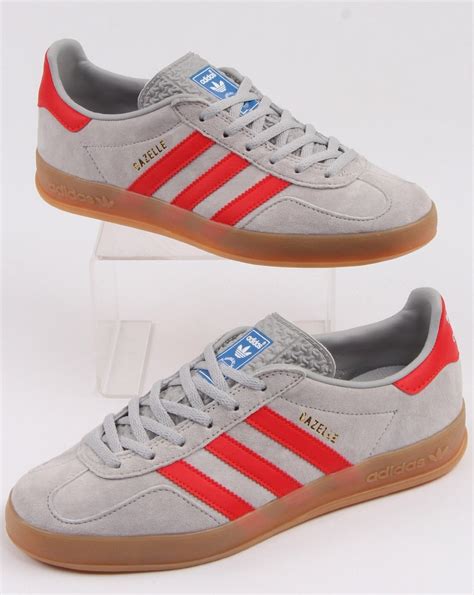 adidas gazelle indoor trainers grey red  casual classics