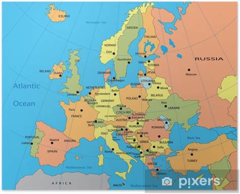 Póster Mapa Político Da Europa • Pixers® Vivemos Para Mudar