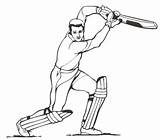 Cricket Batsman sketch template