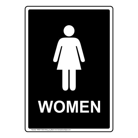 portrait black women restroom sign  symbol rrep  whiteonblack