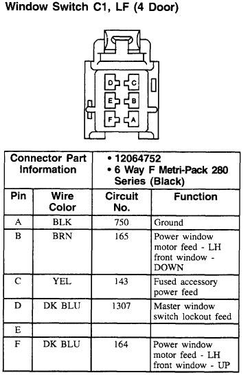 chevy lumina power window wiring diagram qa  master switch  pin schematic