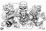Tattoo Designs Skull Sleeve Tattoos Printable Men Quarter Evil Demon Drawings Demons Large Weed Coloring Sketch Pages School Deviantart Half sketch template