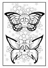 Coloring Pages Skull Tattoo Adult Butterfly Colouring Drawing Book Sugar Adults Printable Dead Color Ink Skulls Print Sheets Tattoos Add sketch template