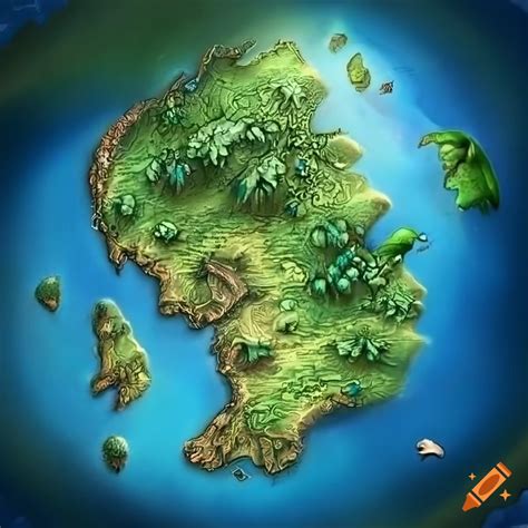 realistic fantasy map   tiny tropical continent  craiyon
