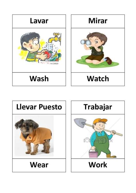 lavar mirar wash  llevar puesto trabajar wear work english verbs english phrases learn