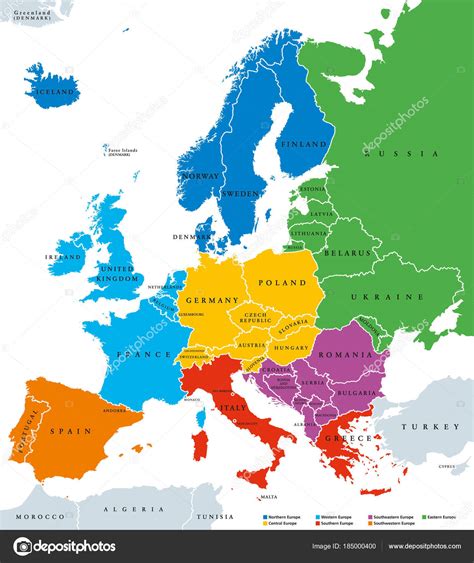 Mapa Político Das Regiões Da Europa Países Individuais