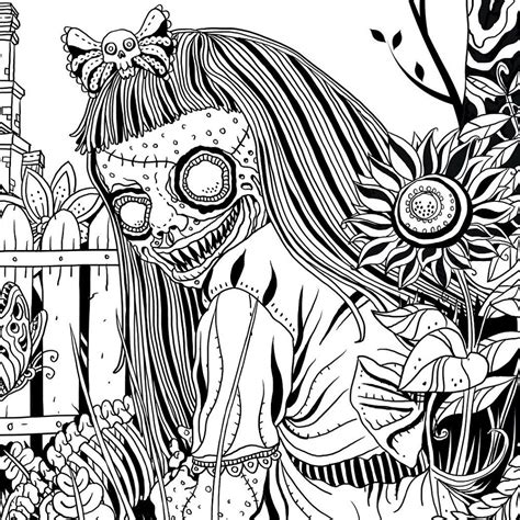 scary zombie coloring pages  adults book  kids