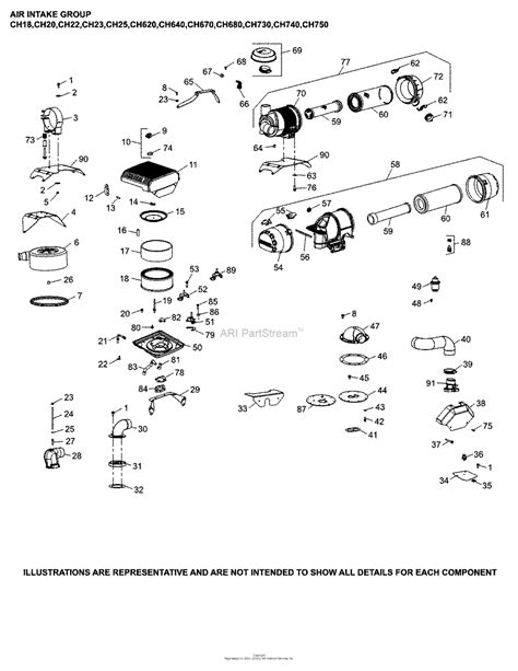 kohler ch  rayco  hp  kw parts diagram  air intake group    ch