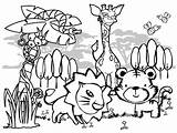 Jungle Coloring Pages Print Kids sketch template
