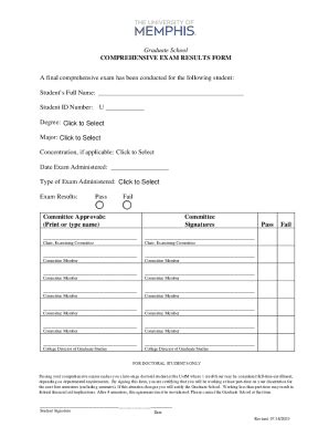fillable  comprehensive exam results form fax email print pdffiller