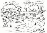 Paisaje Dibujo Limpio Reino Vegetal Animales Sucio Ecosistema Imagenesdepaisajes Naturaleza Bosques Chidas Gratis Caratulas Votos sketch template