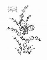 Embroidery Patterns Butterfly Butterflies Transfer French Flowers Pattern Knots Flower Vintage Daisies Floral Stitch Basket Easy Designs Beautiful Daisy Simple sketch template