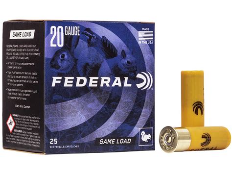Federal Game Shok Game Load Ammo 20 Ga 2 3 4 7 8oz 8 Shot Box Of 25