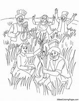 Baisakhi Coloring Celebration Pages Kids sketch template