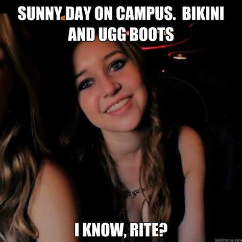 sunny day on campus bikini and ugg boots i know rite