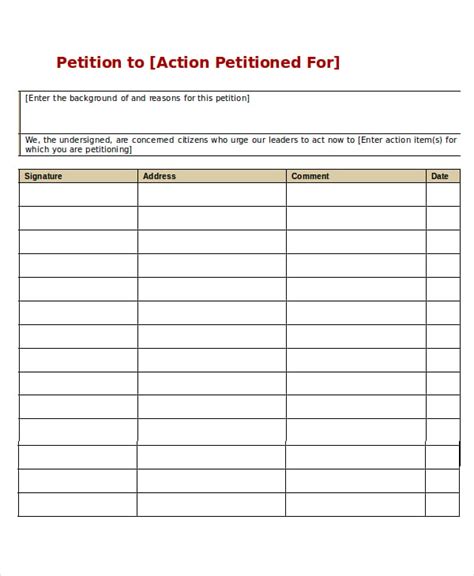 petition template  word  documents