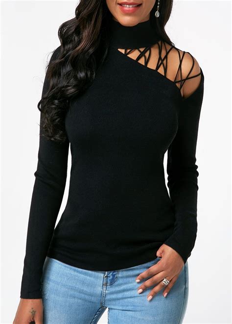 Pin By Calina Wilson On Bodycon Tops In 2021 Black Long Sleeve