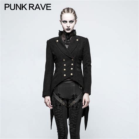 new fashion punk rave military jacket goth steampunk black
