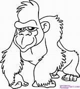 Gorilla Kids Coloring Popular Cartoon sketch template
