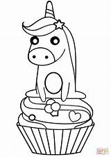 Colorear Cupcake Unicorn Unicornio sketch template