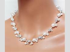 Jasmine Cluster Wedding Necklace Rhinestone by AuroraJewelryBox