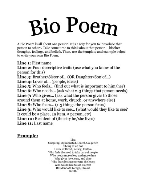 examples  bio poems