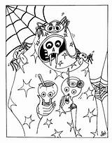 Halloween Coloring Pages Spooky Printable Scary Kids Color Print Skeleton Horror Colouring Sheets Goblin Decorations Activities Celebration Skull Goblins Party sketch template
