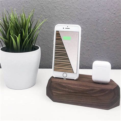 wooden dual iphone airpod dock fancycom iphone wooden dock